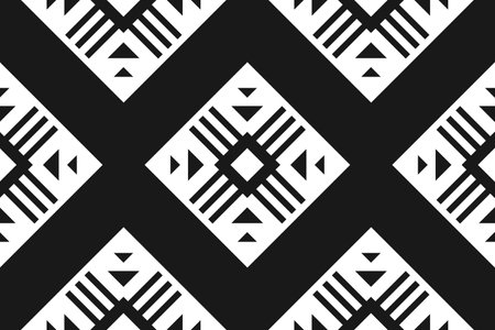 Ethnic Aztec pattern art. Geometric seamless pattern in tribal, folk embroidery, and Mexican style. Design for background, wallpaper, vector illustration, textile, fabric, clothing, carpet.のイラスト素材