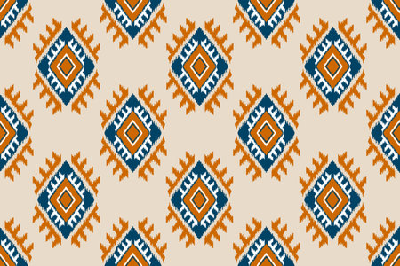 Fabric Indian style. Ethnic Ikat seamless pattern in tribal. Design for background, wallpaper, illustration, fabric, clothing, carpet, textile, batik, and embroidery.のイラスト素材