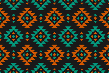 Ethnic ikat seamless pattern in tribal. American, Mexican style. Aztec geometric ornament print. Design for background, wallpaper, illustration, fabric, clothing, carpet, textile, batik, embroidery.のイラスト素材