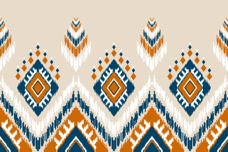 Abstract ethnic ikat art. Seamless pattern in tribal. Aztec geometric ornament print. Design for background, wallpaper, illustration, fabric, clothing, carpet, textile, batik, embroidery.のイラスト素材
