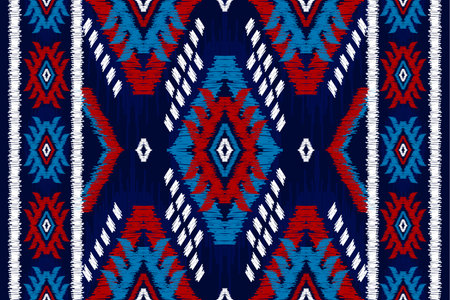 Ethnic ikat seamless pattern in tribal. Aztec geometric ethnic ornament print. Ikat pattern style. Design for background, wallpaper, illustration, fabric, clothing, carpet, textile, batik, embroidery.のイラスト素材