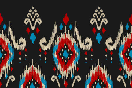 Abstract ethnic ikat art. Seamless pattern in tribal. Aztec geometric ornament print. Design for background, wallpaper, illustration, fabric, clothing, carpet, textile, batik, embroidery.のイラスト素材