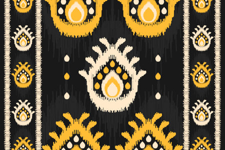 Ethnic ikat seamless pattern in tribal. American, Mexican style. Aztec geometric ornament print. Design for background, wallpaper, illustration, fabric, clothing, carpet, textile, batik, embroidery.のイラスト素材