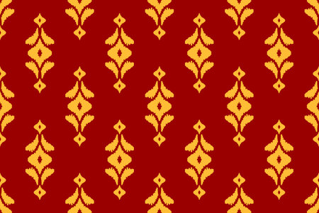Abstract ethnic tribal pattern art. Ethnic ikat red seamless pattern. American and Mexican style. Design for background, wallpaper, illustration, fabric, clothing, carpet, textile, batik, embroidery.のイラスト素材