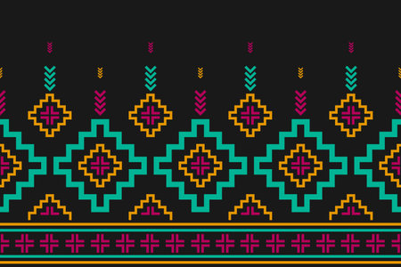Fabric tribal pattern art. Geometric ethnic seamless pattern traditional. American, Mexican style. Design for background, wallpaper, illustration, fabric, clothing, carpet, textile, batik, embroidery.のイラスト素材