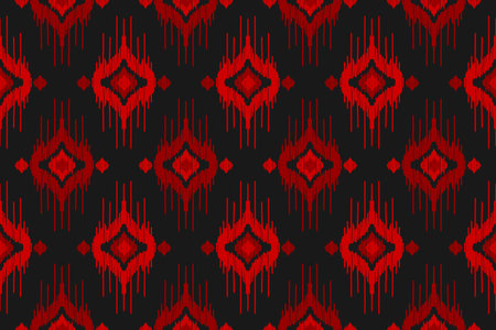 Fabric ikat pattern art. Geometric ethnic seamless pattern traditional. American, Mexican style. Design for background, wallpaper, illustration, fabric, clothing, carpet, textile, batik, embroidery.のイラスト素材