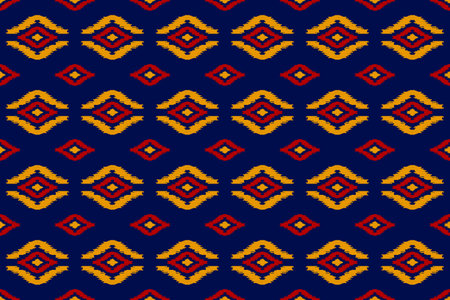 Fabric ikat pattern art. Geometric ethnic seamless pattern traditional. American, Mexican style. Design for background, wallpaper, illustration, fabric, clothing, carpet, textile, batik, embroidery.のイラスト素材
