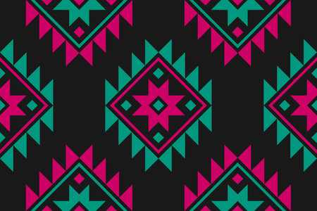 Fabric flower pattern art. Geometric ethnic seamless pattern in tribal. Design for background,...