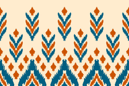 Ethnic ikat seamless pattern in tribal. American, Mexican style. Aztec geometric ornament print. Design for background, wallpaper, illustration, fabric, clothing, carpet, textile, batik, embroidery.のイラスト素材