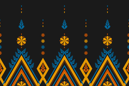 Abstract flower pattern art. Geometric ethnic seamless pattern in tribal. American, Mexican style. Design for background, Vector illustration, fabric, clothing, carpet, rug, batik, embroidery.のイラスト素材