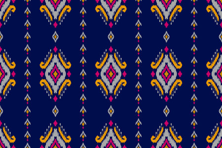 Ethnic ikat seamless pattern in tribal. American, Mexican style. Aztec geometric ornament print. Design for background, wallpaper, illustration, fabric, clothing, carpet, textile, batik, embroidery.のイラスト素材