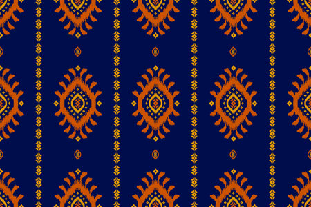Ethnic ikat seamless pattern in tribal. American, Mexican style. Aztec geometric ornament print. Design for background, wallpaper, illustration, fabric, clothing, carpet, textile, batik, embroidery.のイラスト素材