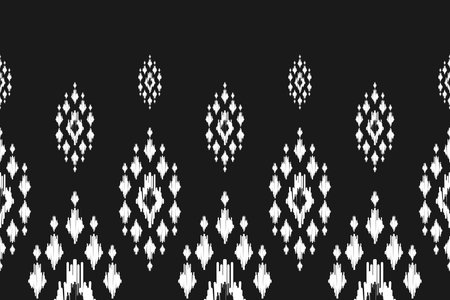 Abstract ethnic ikat art. Seamless pattern in tribal. Aztec geometric ornament print. Design for background, wallpaper, illustration, fabric, clothing, carpet, textile, batik, embroidery.のイラスト素材