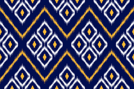 Fabric ikat pattern art. Ethnic seamless pattern traditional. American, Mexican style. Design for background, wallpaper, illustration, fabric, clothing, carpet, textile, batik, embroidery.のイラスト素材