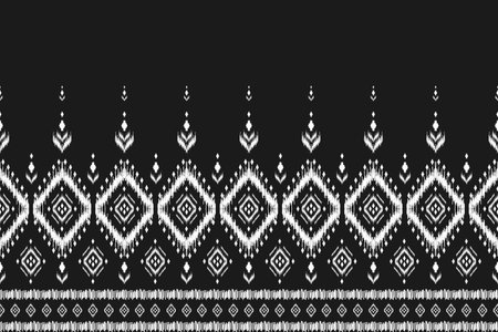 Border ethnic ikat pattern art. folk embroidery, and Mexican style. Aztec geometric ornament print. Design for background, illustration, fabric, clothing, textile, print, batik.のイラスト素材