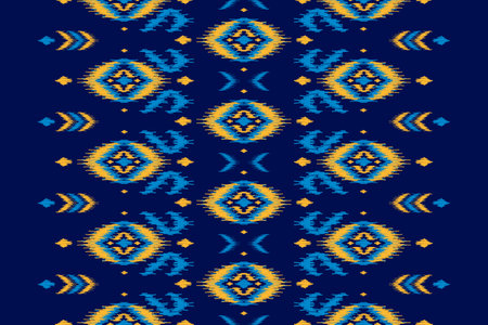 Ethnic ikat seamless pattern in tribal. American, Mexican style. Aztec geometric ornament print. Design for background, wallpaper, illustration, fabric, clothing, carpet, textile, batik, embroidery.のイラスト素材
