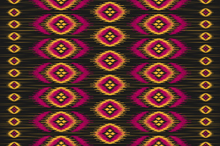 Carpet ethnic tribal pattern art. Ethnic ikat seamless pattern. American, Mexican style. Design for background, wallpaper, illustration, fabric, clothing, carpet, textile, batik, embroidery.のイラスト素材