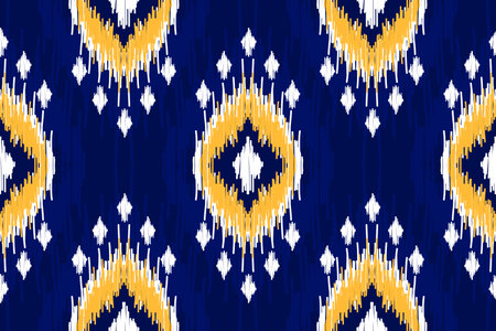 Ethnic ikat seamless pattern in tribal. American, Mexican style. Aztec geometric ornament print. Design for background, wallpaper, illustration, fabric, clothing, carpet, textile, batik, embroidery.のイラスト素材