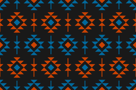 Ethnic Aztec pattern art. Geometric seamless pattern in tribal, folk embroidery, and Mexican style. Design for background, wallpaper, illustration, textile, fabric, clothing, carpet.のイラスト素材