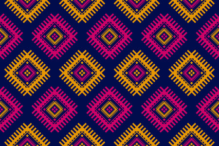 Ethnic Aztec pattern art. Geometric seamless pattern in tribal, folk embroidery, and Mexican style. Design for background, wallpaper, vector illustration, textile, fabric, clothing, carpet.のイラスト素材