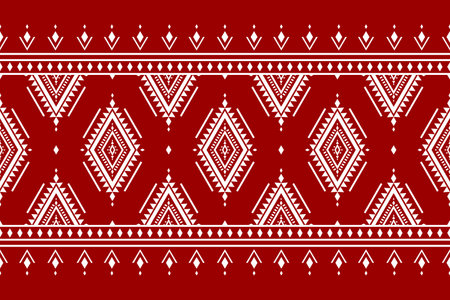 Carpet Aztec red pattern art. Geometric ethnic seamless pattern in tribal. American and Mexican style. Design for background, Vector illustration, fabric, clothing, carpet, batik, embroidery.のイラスト素材
