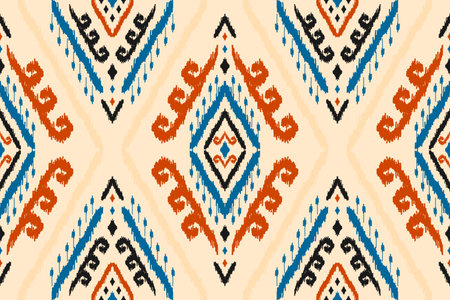 Ethnic ikat seamless pattern in tribal. American, Mexican style. Aztec geometric ornament print. Design for background, wallpaper, illustration, fabric, clothing, carpet, textile, batik, embroidery.のイラスト素材