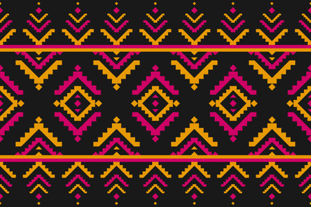 Ethnic Aztec pattern art. Geometric seamless pattern in tribal, folk embroidery, and Mexican style. Design for background, wallpaper, illustration, textile, fabric, clothing, carpet.のイラスト素材
