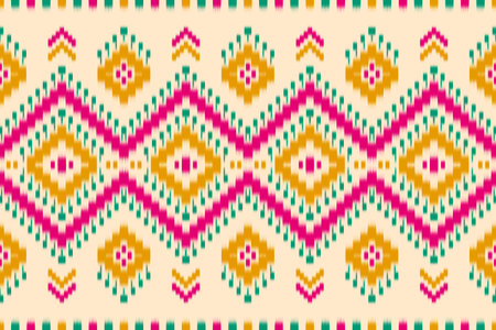 Carpet ethnic ikat pattern art. Geometric ethnic ikat seamless pattern in tribal. Mexican style. Design for background, wallpaper, illustration, fabric, clothing, carpet, textile, batik, embroidery.のイラスト素材