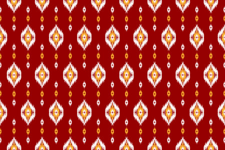 Fabric ethnic red pattern art. Geometric seamless pattern in tribal. American and Mexican style. Design for background, Vector illustration, fabric, clothing, carpet, batik, embroidery.のイラスト素材