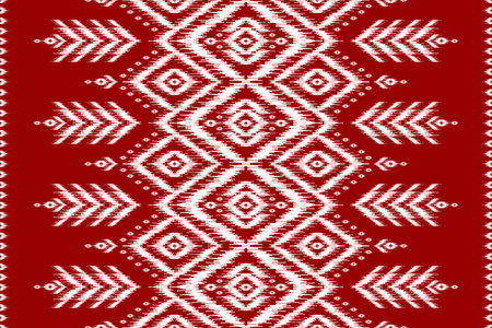 Carpet ikat red pattern art. Geometric ethnic ikat seamless pattern in tribal. American and Mexican style. Design for background, illustration, fabric, clothing, carpet, batik, embroidery.のイラスト素材