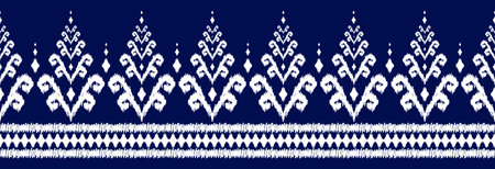 Border ethnic ikat pattern art. folk embroidery, and Mexican style. Aztec geometric ornament print. Design for background, illustration, fabric, clothing, textile, print, batik.のイラスト素材