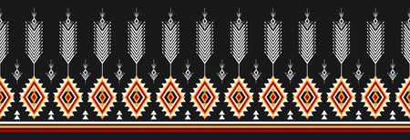 Border ethnic tribal pattern art. folk embroidery, and Mexican style. Aztec geometric ornament print. Design for background, illustration, fabric, clothing, textile, print, batik.のイラスト素材