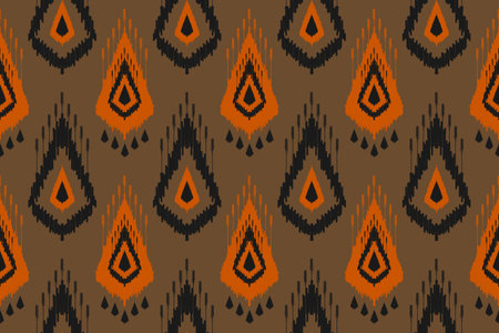 Motif ethnic pattern art. Ikat seamless pattern traditional. American, Mexican style. Brown background. Design for illustration, fabric, clothing, carpet, textile, batik, embroidery.のイラスト素材