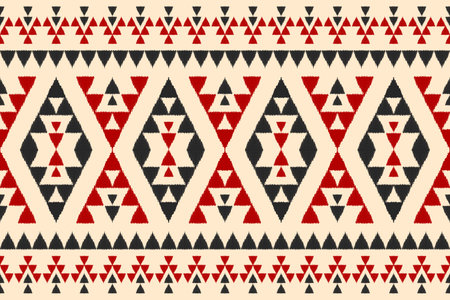 Carpet ethnic ikat pattern art. Geometric ethnic ikat seamless pattern in tribal. Mexican style. Design for background, wallpaper, illustration, fabric, clothing, carpet, textile, batik, embroidery.のイラスト素材