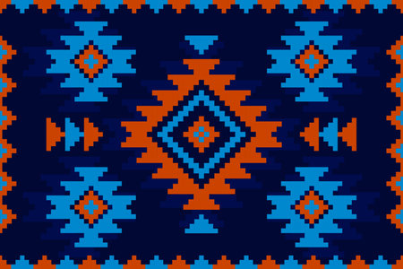 Carpet ethnic tribal pattern art. Ethnic geometric seamless pattern. American, Mexican style. Design for background, wallpaper, illustration, fabric, clothing, carpet, textile, batik, embroidery.のイラスト素材