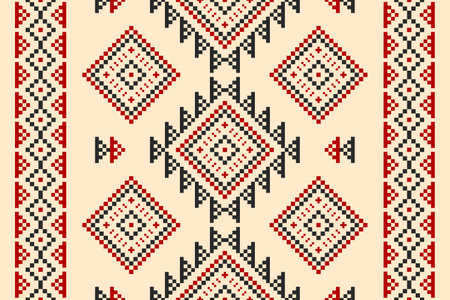 Carpet tribal pattern art. Geometric ethnic seamless pattern traditional. American, Mexican style. Design for background, wallpaper, illustration, fabric, clothing, carpet, textile, batik, embroidery.のイラスト素材