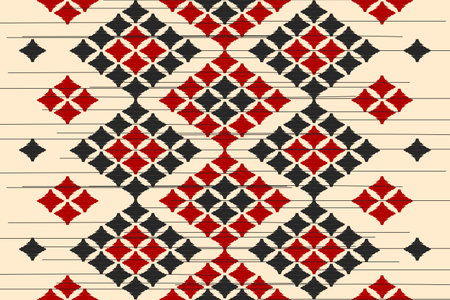 Carpet ethnic ikat pattern art. Geometric ethnic ikat seamless pattern in tribal. Mexican style. Design for background, wallpaper, illustration, fabric, clothing, carpet, textile, batik, embroidery.のイラスト素材