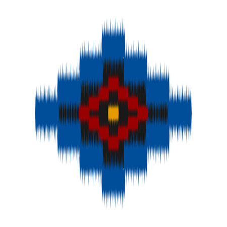 Ikat ethnic pattern art. American, Mexican style. Background Aztec tribal ornament. Design for fabric, clothing, textile, logo, symbol.のイラスト素材