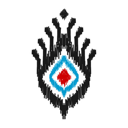 Ikat ethnic pattern art. American, Mexican style. Background Aztec tribal ornament. Design for fabric, clothing, textile, logo, symbol.のイラスト素材