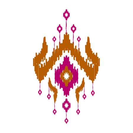 Ikat ethnic pattern art. American, Mexican style. Background Aztec tribal ornament. Design for fabric, clothing, textile, logo, symbol.のイラスト素材