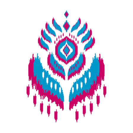 Ikat ethnic pattern art. American, Mexican style. Background Aztec tribal ornament. Design for fabric, clothing, textile, logo, symbol.のイラスト素材