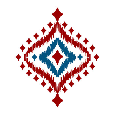 Ikat ethnic pattern art. American, Mexican style. Background Aztec tribal ornament. Design for fabric, clothing, textile, logo, symbol.のイラスト素材