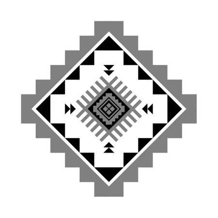 Geometric ethnic pattern art. American, Mexican style. White background. Aztec tribal ornament print. Design for fabric, clothing, textile, logo, symbol.のイラスト素材