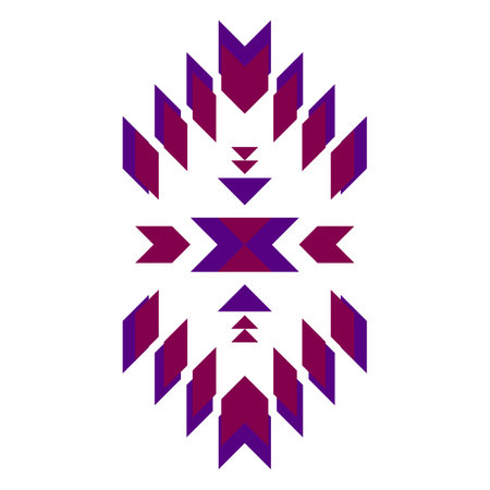 Geometric ethnic pattern art. American, Mexican style. White background. Aztec tribal ornament print. Design for fabric, clothing, textile, logo, symbol.のイラスト素材