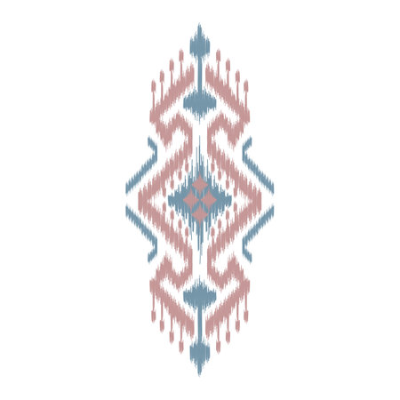 Ikat ethnic pattern art. American, Mexican style. White background. Aztec tribal ornament print. Design for fabric, clothing, textile, logo, symbol.のイラスト素材
