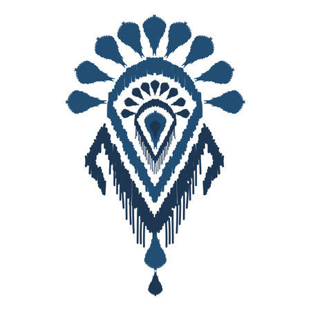 Ethnic Ikat pattern art. American, Mexican style. White background. Aztec tribal ornament print. Design for fabric, clothing, textile, logo, symbol.のイラスト素材