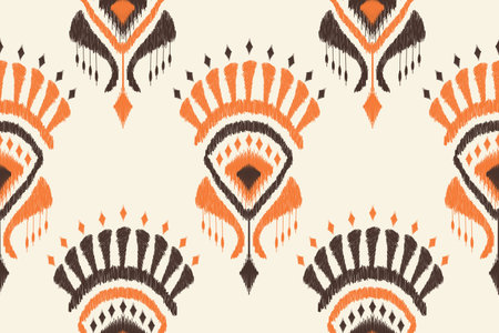 beautiful native fabric. Ethnic Ikat oriental seamless pattern. Hand drawn tribal style. for carpet, textile, rug, clothing, batik, motif.のイラスト素材