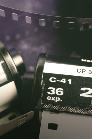 the 35mm reel of film on a dark backgroundのeditorial素材