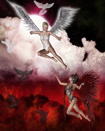 heaven and hellの写真素材