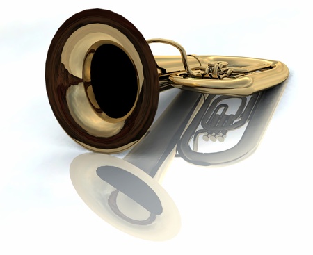 Big tuba laying on White Backgroundの写真素材
